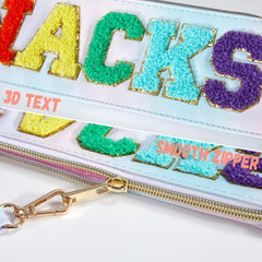 Preppy Chenille Clear Makeup Bag with Handle