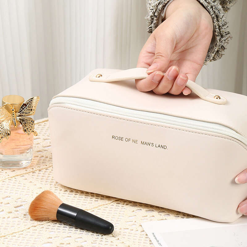 Women's Portable Cosmetic Bag PU Leather Travel Toiletry Wash Bag