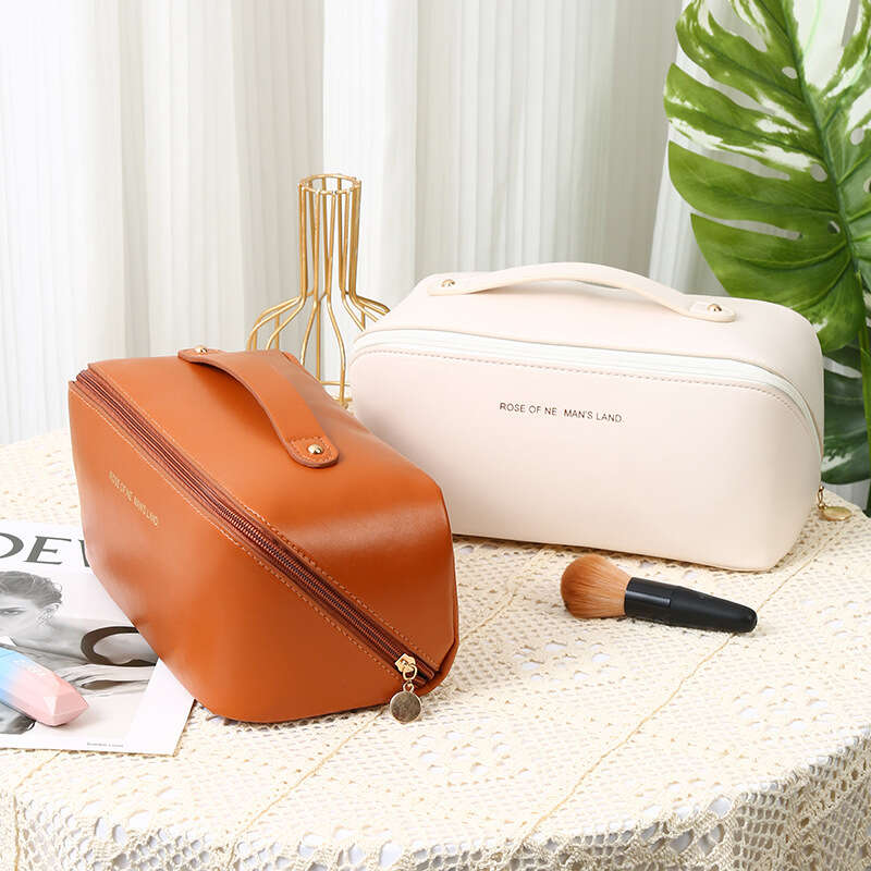 Women's Portable Cosmetic Bag PU Leather Travel Toiletry Wash Bag