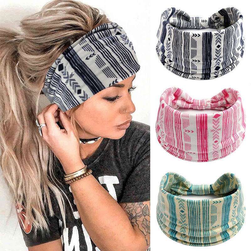 Bohemian Style Hair Band Sports Headband Ladies Yoga Non Slip Exercise Headband