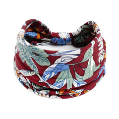 Elastic Flower Print Headband for Women Wide Brim Sports Sweatband