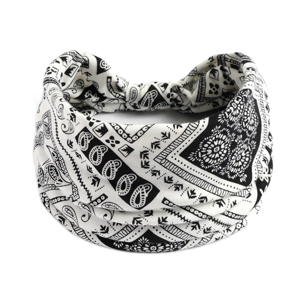 Elastic Flower Print Headband for Women Wide Brim Sports Sweatband