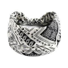 Elastic Flower Print Headband for Women Wide Brim Sports Sweatband