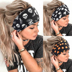 Halloween Knotted Headband Ghost Pumpkin Skull Pattern Hair Band