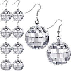 Vintage Disco Ball Dangle Earrings Round Drop Boho Jewelry