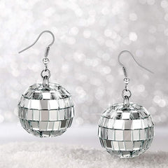 Vintage Disco Ball Dangle Earrings Round Drop Boho Jewelry