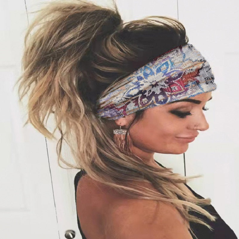 Leopard Print Stretchy Boho Style Sweatband