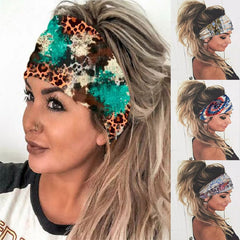Leopard Print Stretchy Boho Style Sweatband