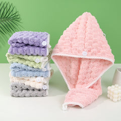 Coral Velvet Hair Drying Cap Absorbent Quick Drying Shower Cap Women