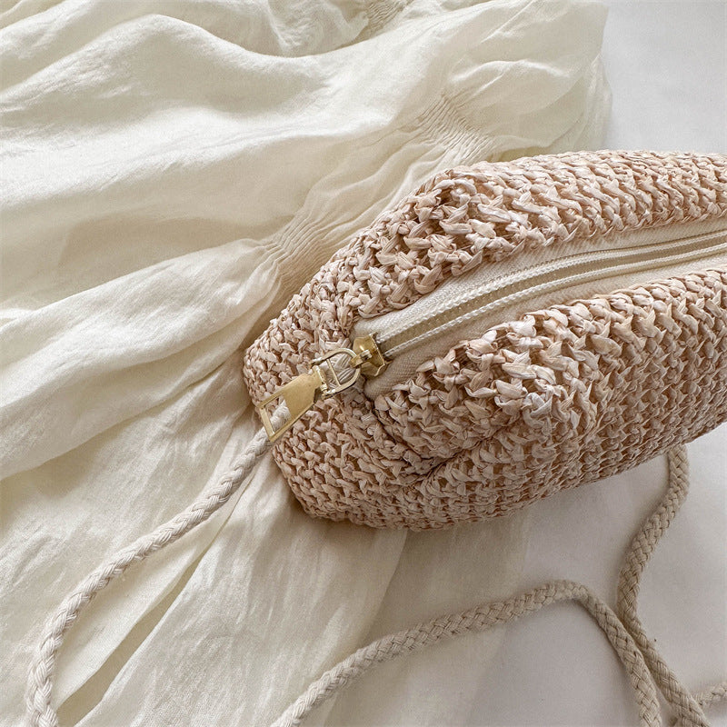 Boho Style Straw Crossbody Bag for Beach Vacation