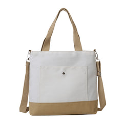 Vintage Canvas Tote Bag Large Capacity Handbag Casual Contrast Crossbody Bag
