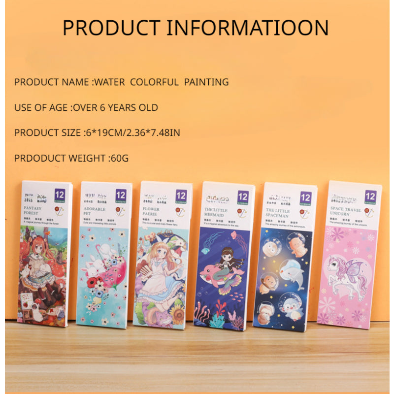 Children's Watercolor Coloring Card & Painting Book
