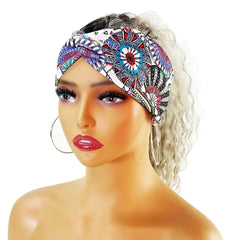 Boho Printed Headband Knotted Hair Wrap Sweat Absorbing Elastic Hair Scarf