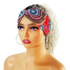 Boho Printed Headband Knotted Hair Wrap Sweat Absorbing Elastic Hair Scarf