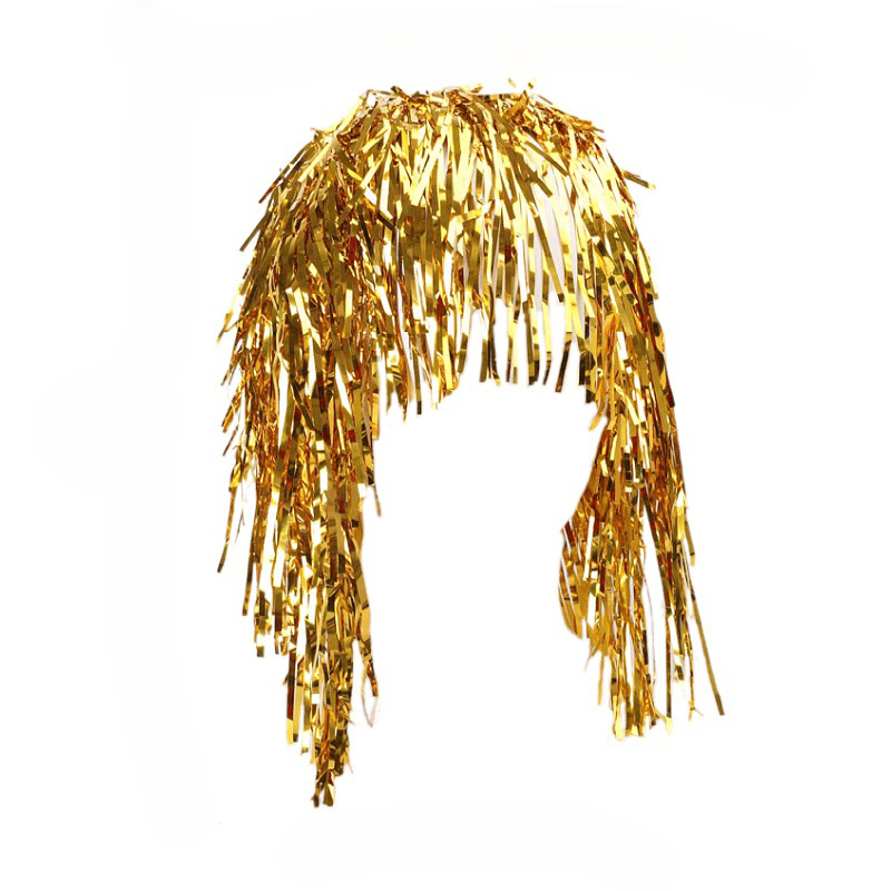 Flame Retardant Rain Silk Curtain Wig Props Colorful Hat