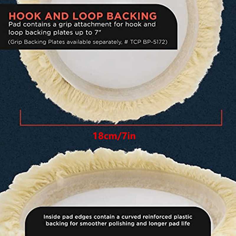 17 Wool Hook & Loop Buffing Pad for Automotive Marine Epoxies
