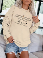 Letter Print Pullover Sweatshirt Casual Loose Drop Shoulder Sweatshirt