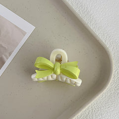 Ribbon Bow Hair Clip Jelly Hair Claw Ponytail Holder