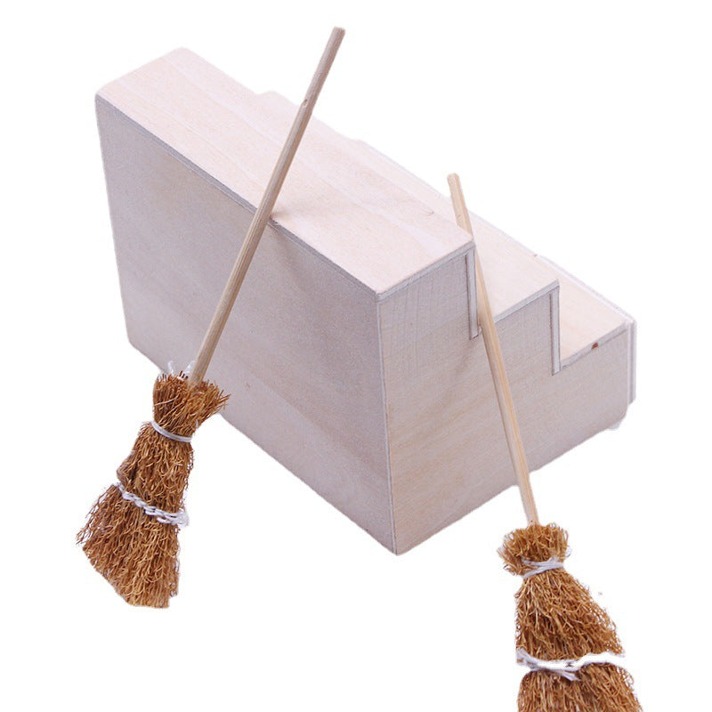 Mini Retro Hand Woven Broom Model for Doll House