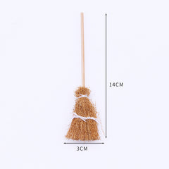 Mini Retro Hand Woven Broom Model for Doll House