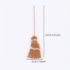 Mini Retro Hand Woven Broom Model for Doll House