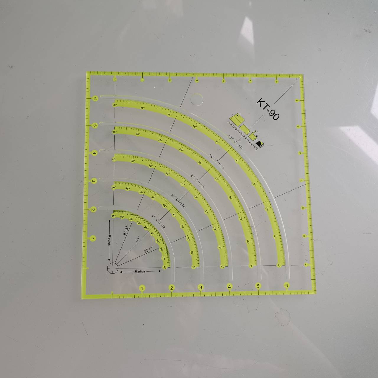 8 Inch Non Slip Circle Cutter for Folding Material Into Quarters