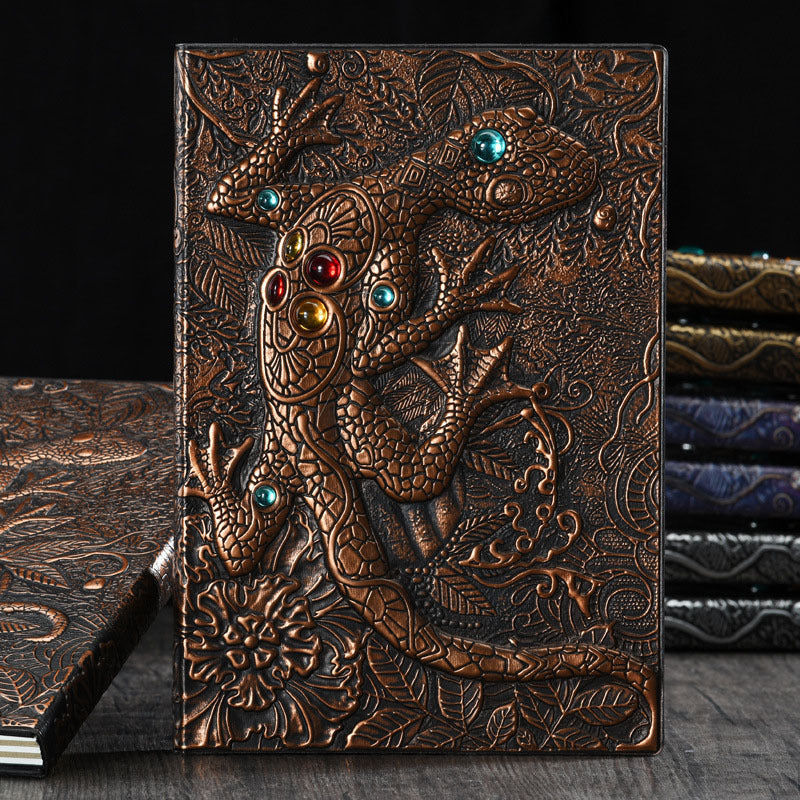 1pc Embossed Lizard A5 Hardcover Retro Notebook Journal Notepad