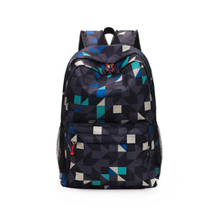 Geometric Large Capacity Preppy Backpack Nylon Durable Lightweight Laptop Daypac