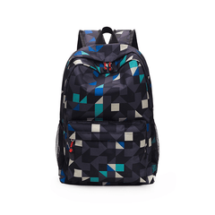 Geometric Large Capacity Preppy Backpack Nylon Durable Lightweight Laptop Daypac