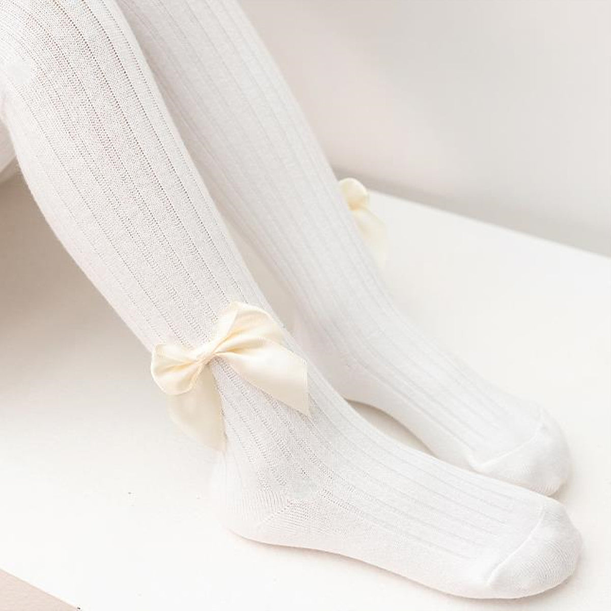 Baby Girls Tights Cable Knit Leggings With Bow