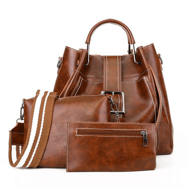 3pcs Vintage Bucket Bag Set For Women Handbag Crossbody Clutch