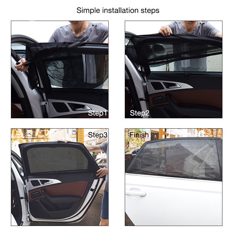 2pcs Car Side Window Sunshade UV Protection Mesh Visor Curtain