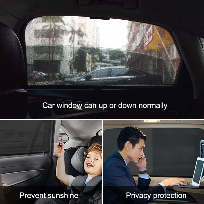 2pcs Car Side Window Sunshade UV Protection Mesh Visor Curtain