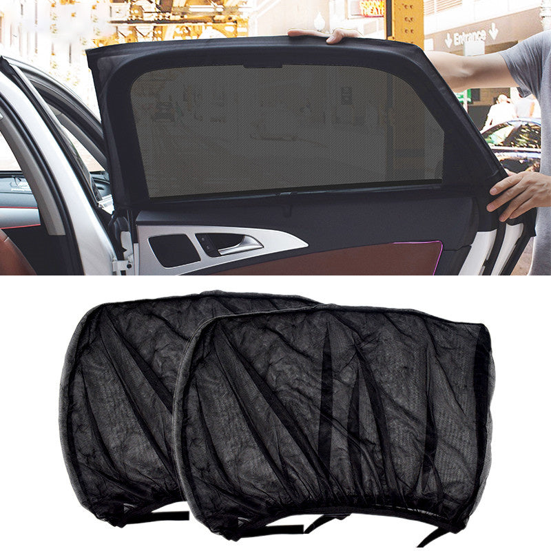 2pcs Car Side Window Sunshade UV Protection Mesh Visor Curtain