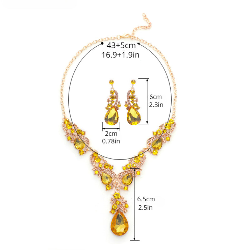 3pcs Rhinestone Earrings & Necklace Set for Evening Party Decor