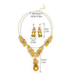 3pcs Rhinestone Earrings & Necklace Set for Evening Party Decor
