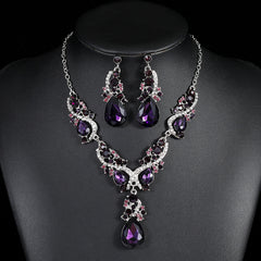 3pcs Rhinestone Earrings & Necklace Set for Evening Party Decor