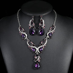 3pcs Rhinestone Earrings & Necklace Set for Evening Party Decor