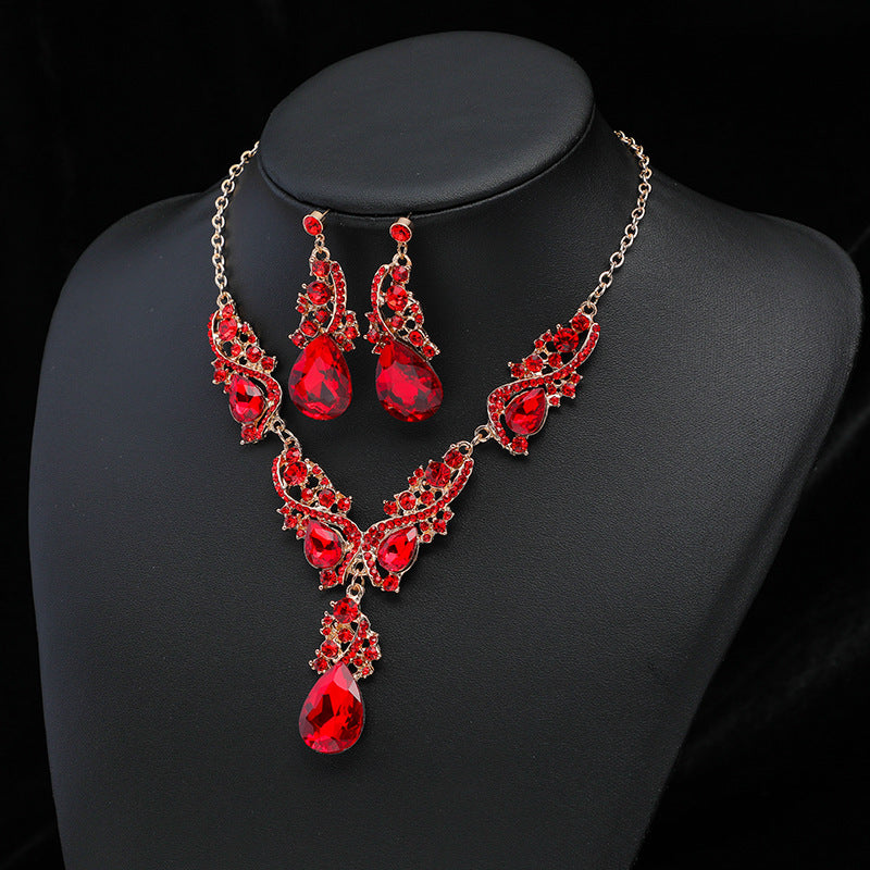3pcs Rhinestone Earrings & Necklace Set for Evening Party Decor