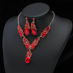 3pcs Rhinestone Earrings & Necklace Set for Evening Party Decor