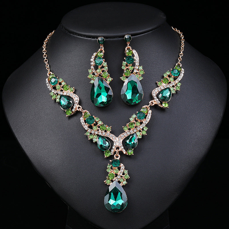 3pcs Rhinestone Earrings & Necklace Set for Evening Party Decor