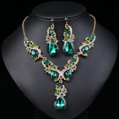 3pcs Rhinestone Earrings & Necklace Set for Evening Party Decor
