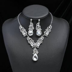 3pcs Rhinestone Earrings & Necklace Set for Evening Party Decor