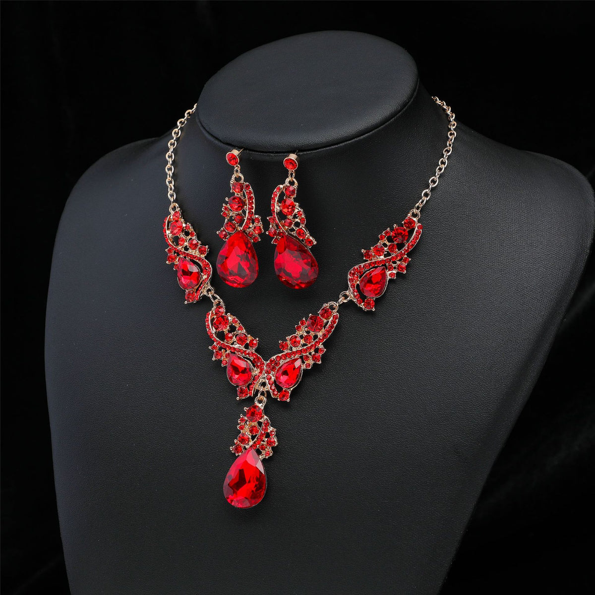 3pcs Rhinestone Earrings & Necklace Set for Evening Party Decor