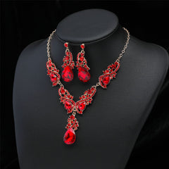 3pcs Rhinestone Earrings & Necklace Set for Evening Party Decor