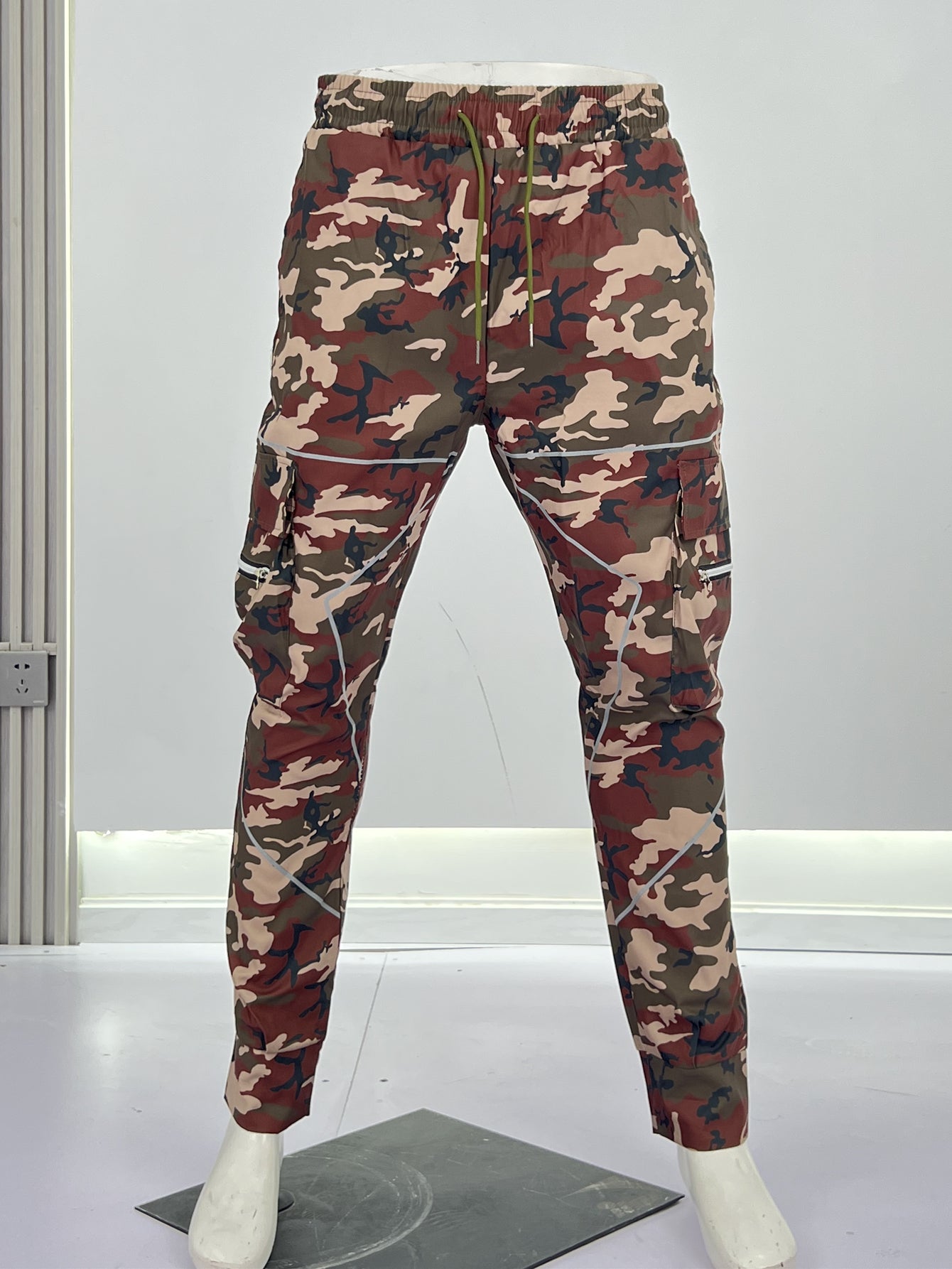 Paisley Pocket Drawstring Loose Cargo Pants Men's Casual Street Style Joggers