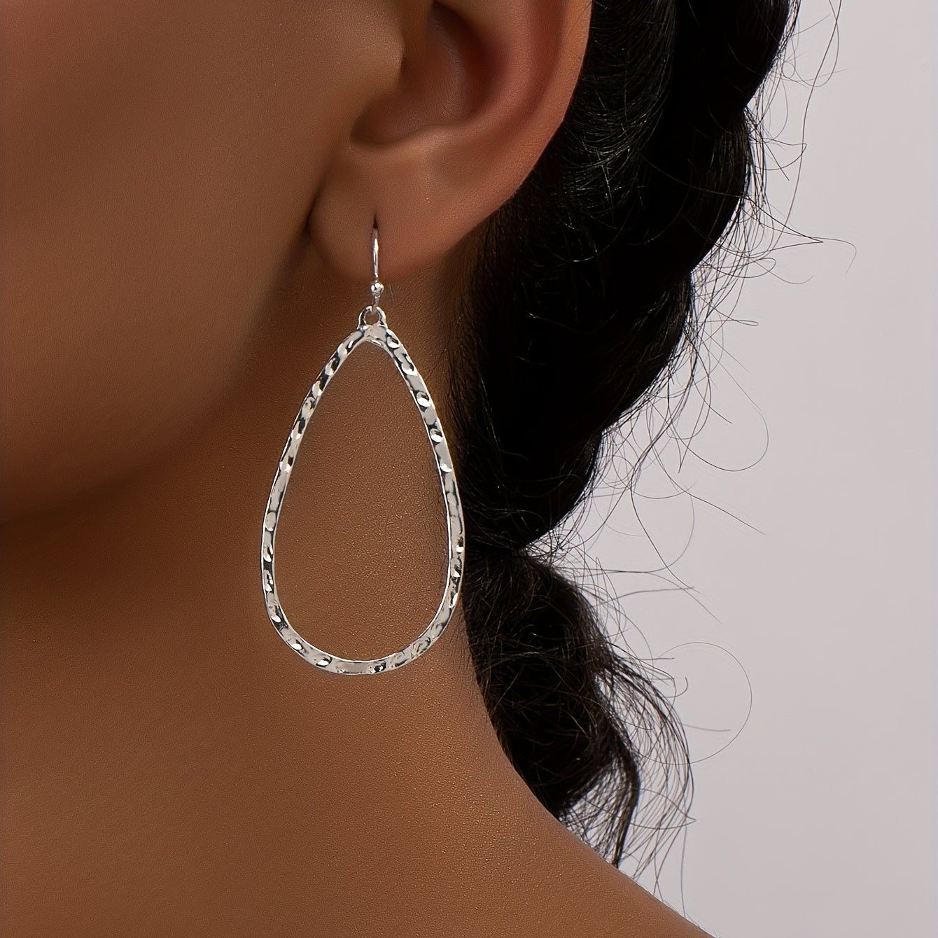 Silvery Plated Water Drop Pendant Earrings