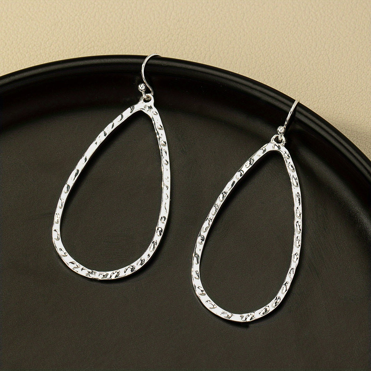 Silvery Plated Water Drop Pendant Earrings