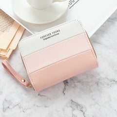 Colorblock Short Wallet Zipper Coin Purse Credit Card Case