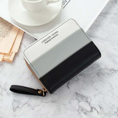 Colorblock Short Wallet Zipper Coin Purse Credit Card Case